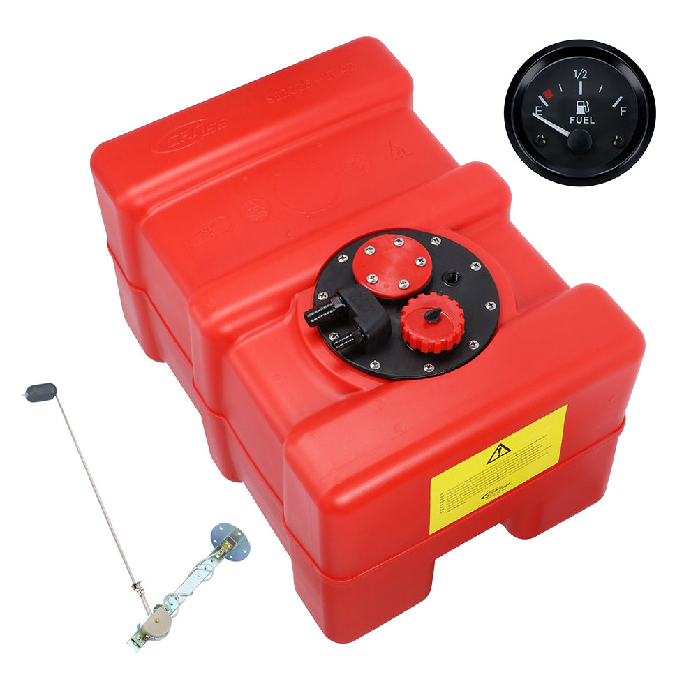Eco-Line Kraftstofftank rot, Anschlussnippel 11mm, Füllstandsanzeige schwarz, Chemiebeständig für Benzin und Diesel - 33 - 70 Liter