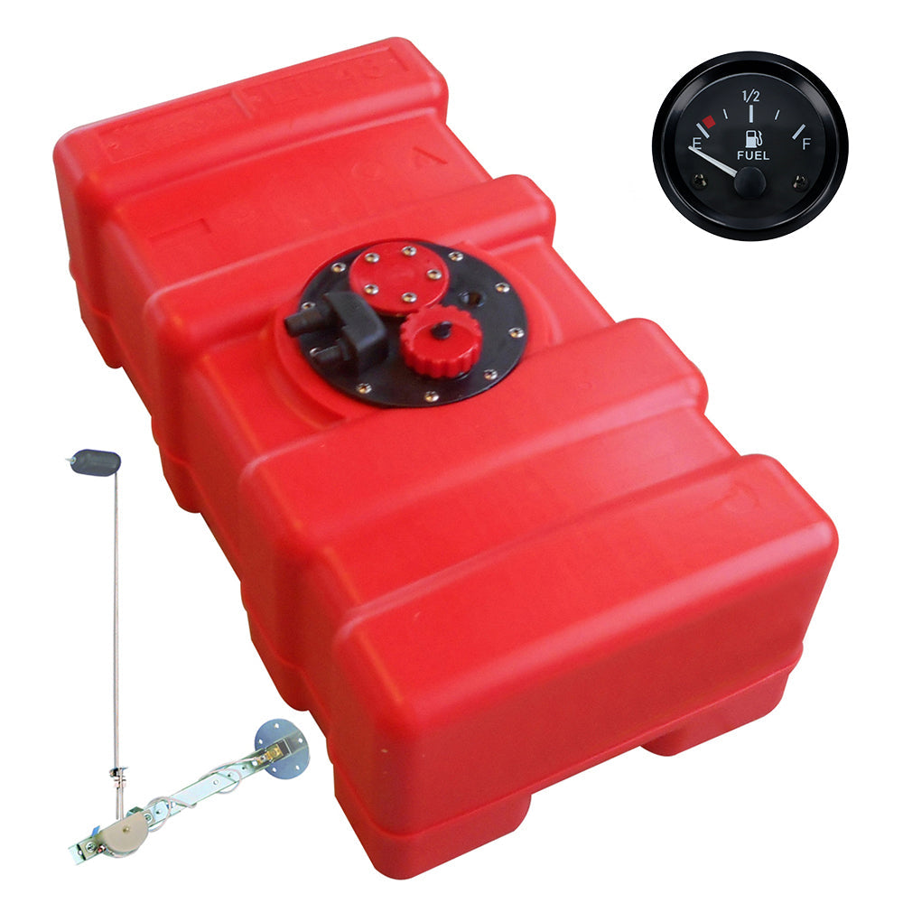 Eco-Line fuel tank red, connection nipple 11mm, level indicator black, chemical-resistant for petrol and diesel - 33 - 70 liters