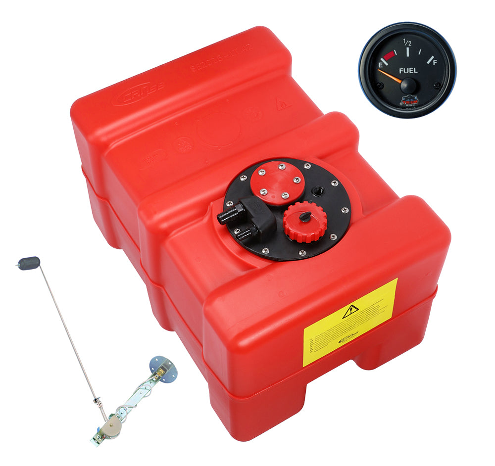 Kraftstofftank 42 L mit Universaltankgeber und Tankanzeige, Benzin & Diesel, qualitativ hochwertige Verarbeitung - "Gauge-Line" schwarz -