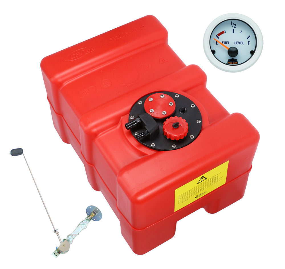 Fuel tank 43 L with universal fuel sender and fuel gauge - "Gauge-Line" white - for petrol & diesel - 33 - 140 liters