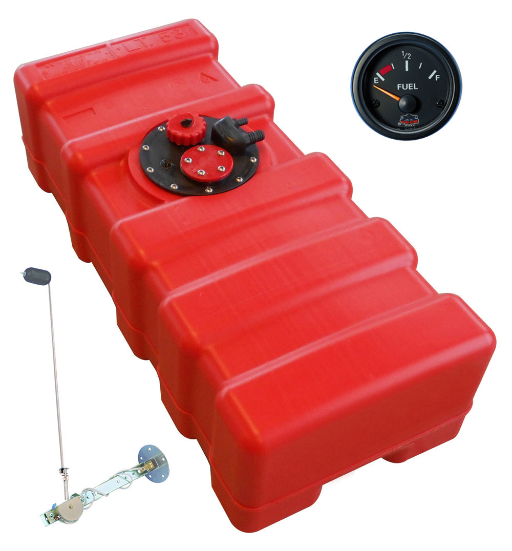 Fuel tank 42 L with universal fuel sender and fuel gauge, petrol & diesel, high-quality workmanship - "Gauge-Line" black -