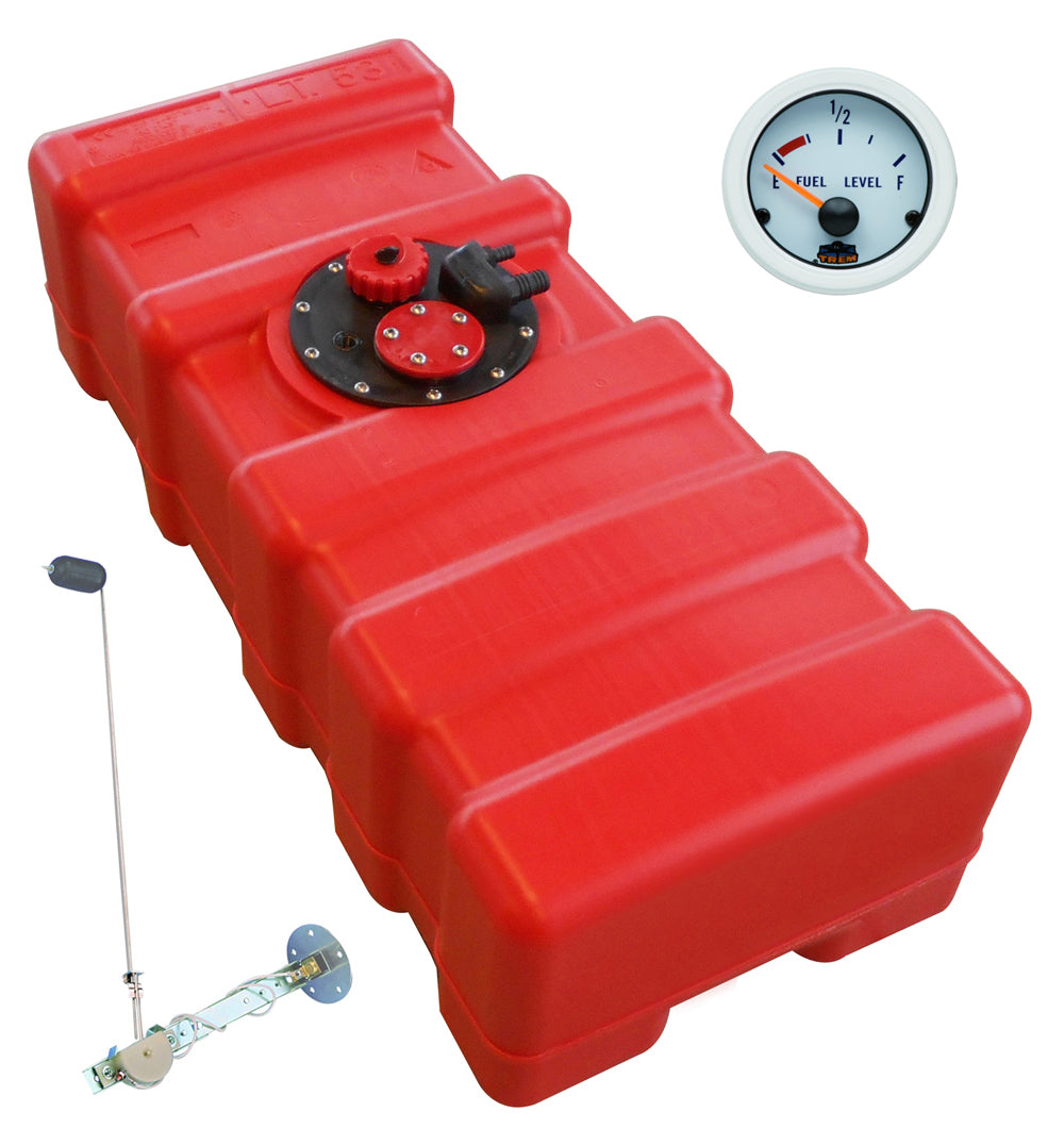 Fuel tank 43 L with universal fuel sender and fuel gauge - "Gauge-Line" white - for petrol & diesel - 33 - 140 liters