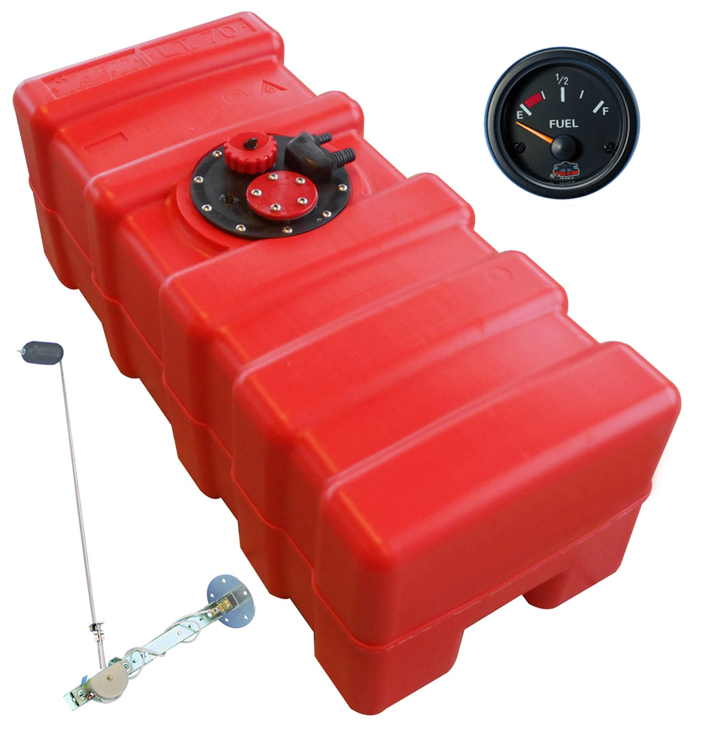 Kraftstofftank 42 L mit Universaltankgeber und Tankanzeige, Benzin & Diesel, qualitativ hochwertige Verarbeitung - "Gauge-Line" schwarz -