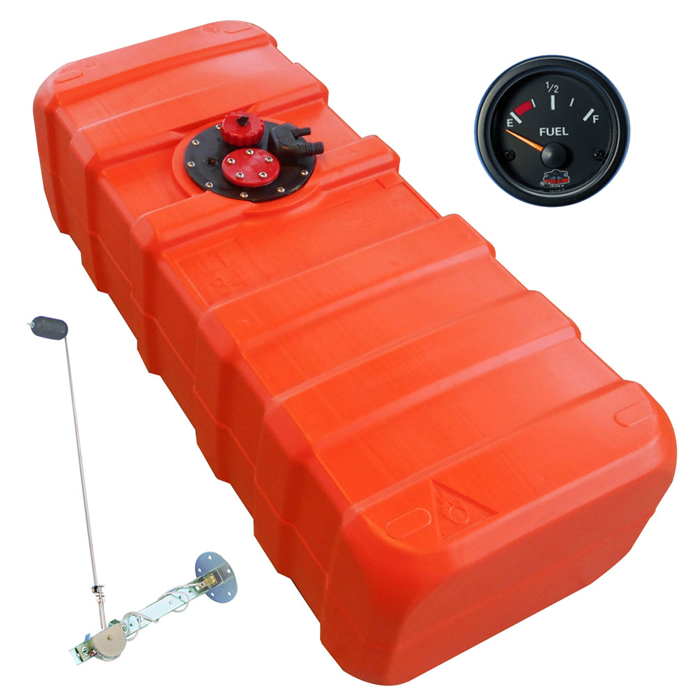 Kraftstofftank 42 L mit Universaltankgeber und Tankanzeige, Benzin & Diesel, qualitativ hochwertige Verarbeitung - "Gauge-Line" schwarz -