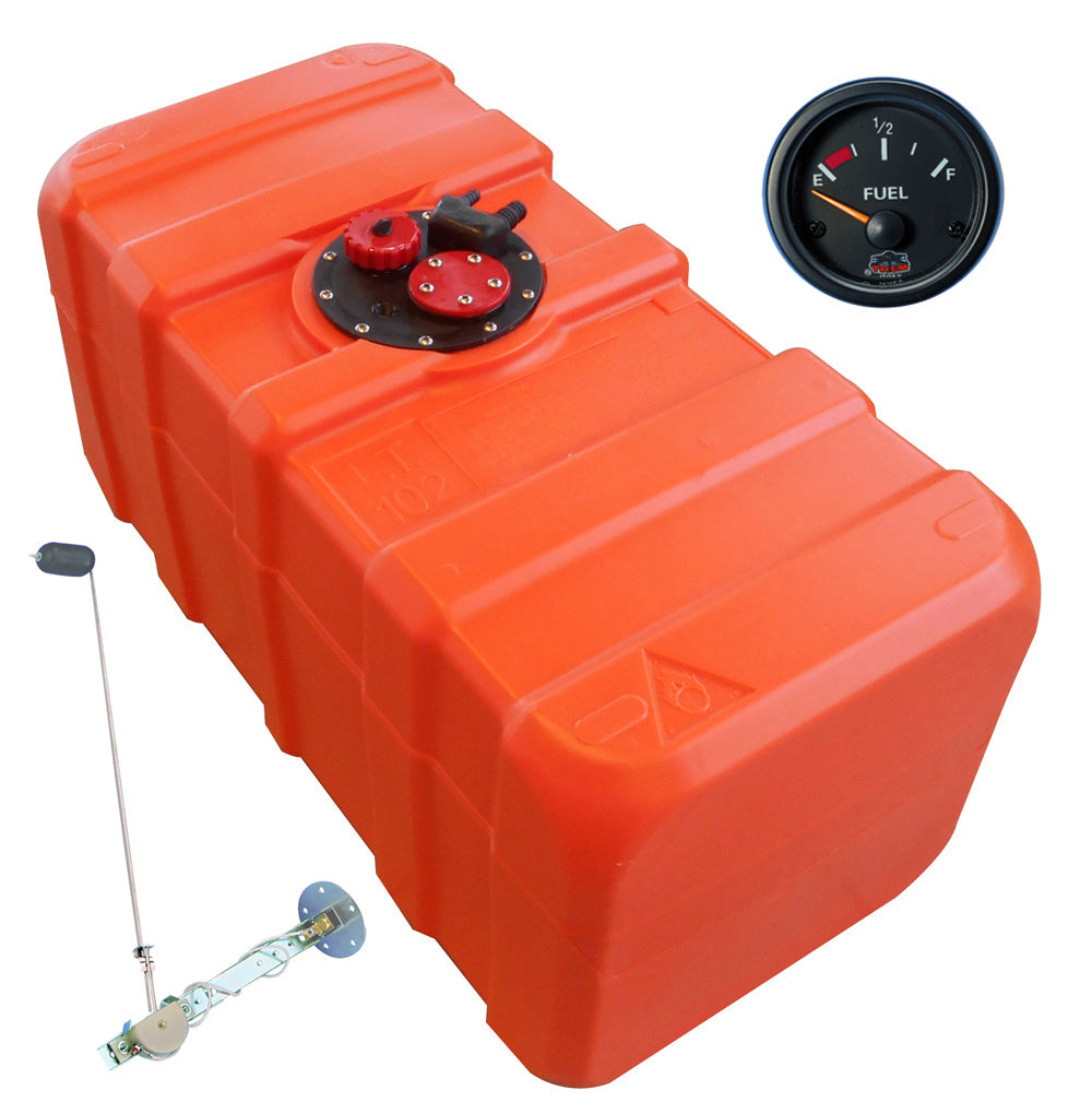 Fuel tank 42 L with universal fuel sender and fuel gauge, petrol & diesel, high-quality workmanship - "Gauge-Line" black -