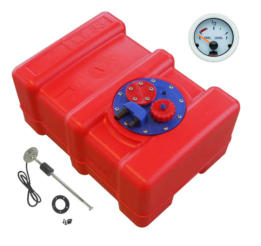Kraftstofftank rot, HDPE Material, Füllstandsanzeige Gauge-Line weiß, Chemiebeständig für Benzin und Diesel - 33 - 70 Liter
