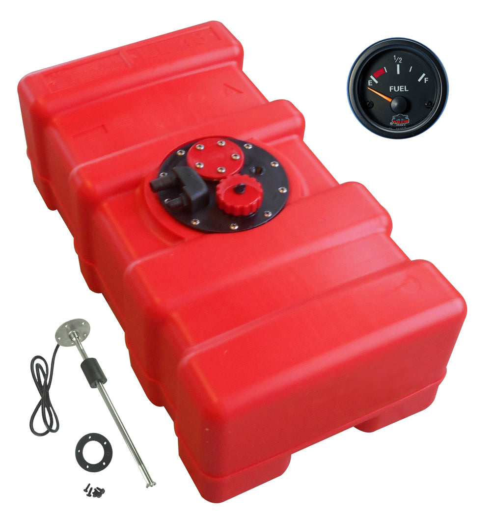 Kraftstofftank HDPE rot, Füllstandsanzeige Gauge-Line schwarz, Chemiebeständig für Benzin und Diesel - 33 - 84 Liter