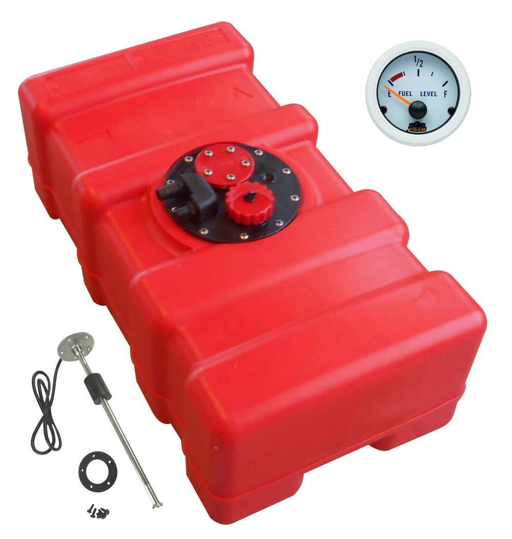 Kraftstofftank rot, HDPE Material, Füllstandsanzeige Gauge-Line weiß, Chemiebeständig für Benzin und Diesel - 33 - 70 Liter