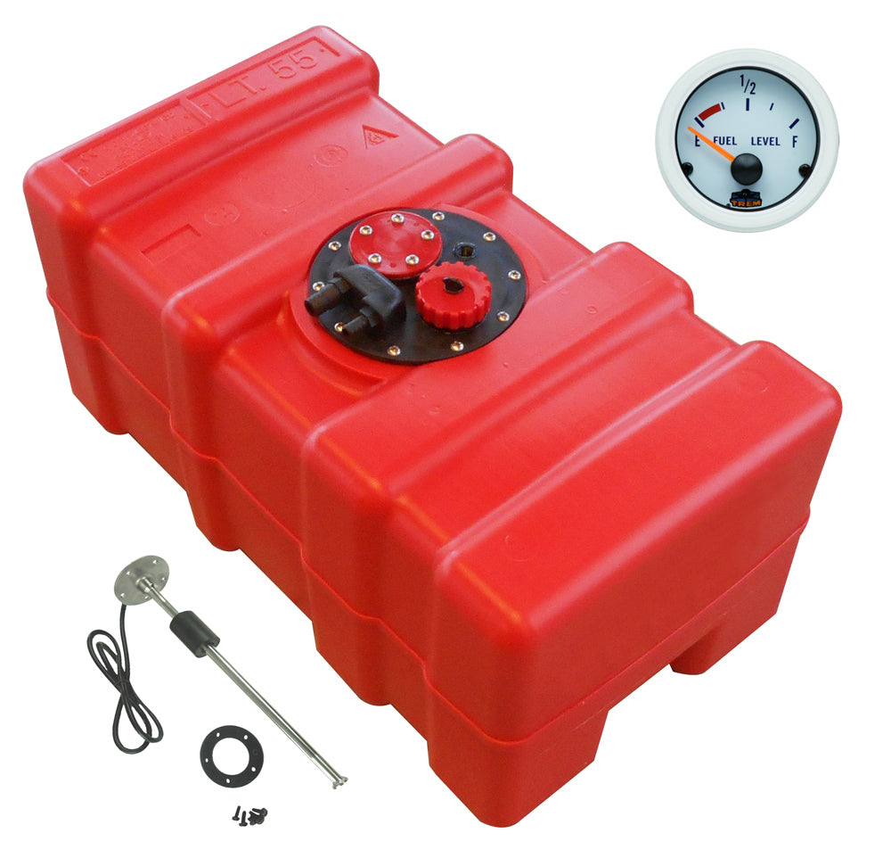 Kraftstofftank rot, HDPE Material, Füllstandsanzeige Gauge-Line weiß, Chemiebeständig für Benzin und Diesel - 33 - 70 Liter