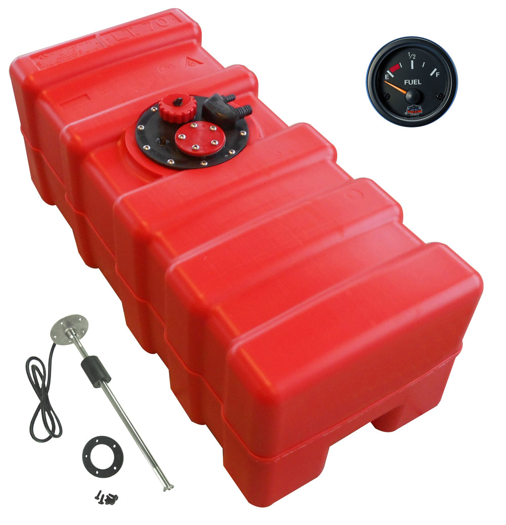 Kraftstofftank HDPE rot, Füllstandsanzeige Gauge-Line schwarz, Chemiebeständig für Benzin und Diesel - 33 - 84 Liter