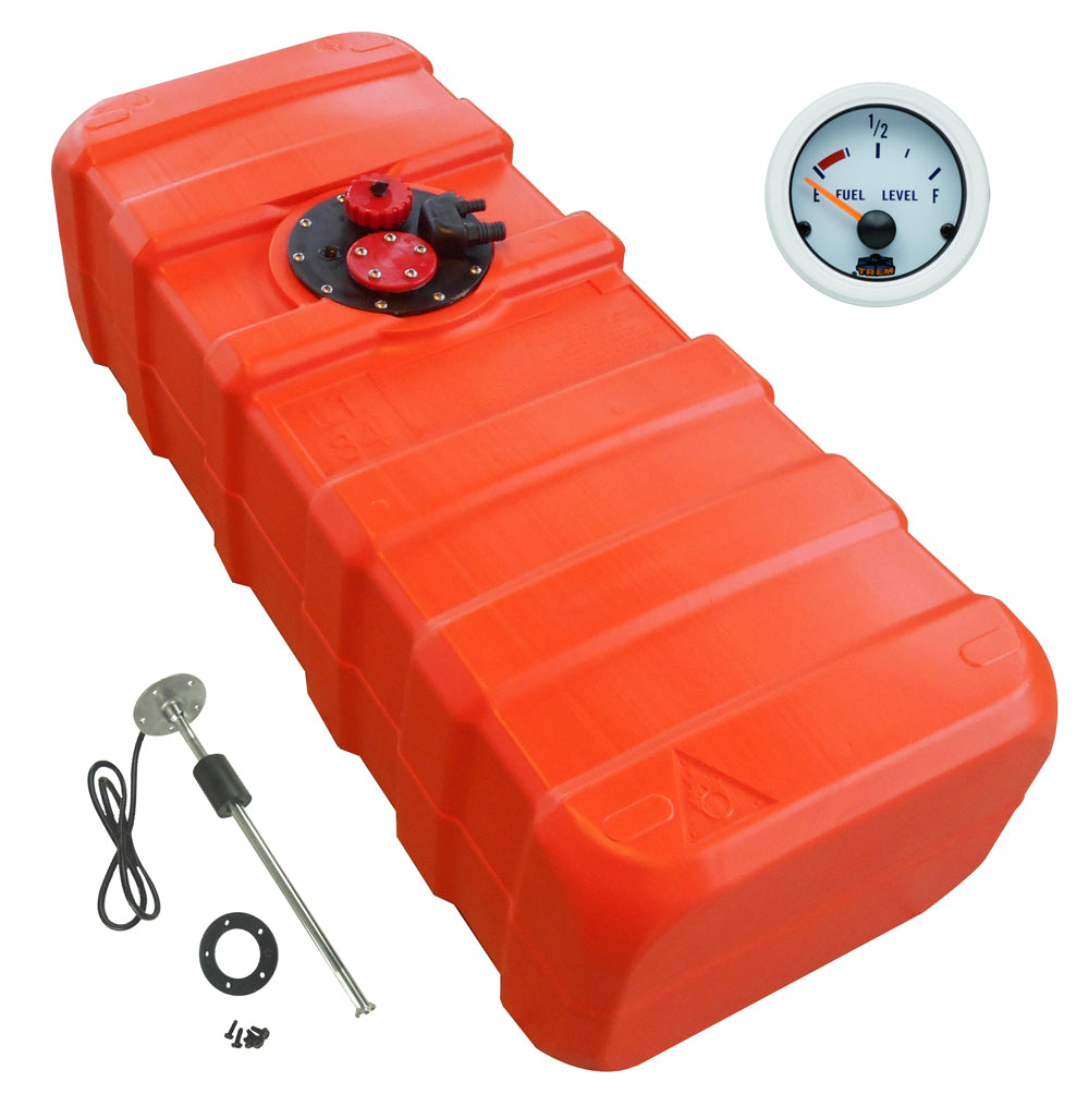 Kraftstofftank orange Füllstandsanzeige (Gauge-Line, Tauchrohrgeber) aus HDPE für Benzin und Diesel - 84 - 140 Liter
