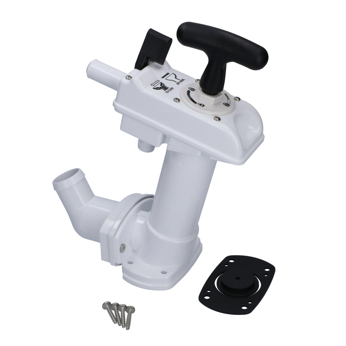 Elektrische Bordtoilette 12V, kompakt mit emailliertem Porzellanbecken, inklusive Schnellverschlusspumpe für einfache Reinigung - (Optional mit Pumpe, Ersatzhandpumpe, Servicekit, Befestigungskit, Ersatzverschluss)