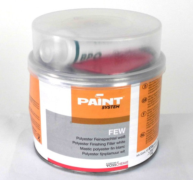 PAINT FEW Polyester 2K Feinspachtel Weiß 1kg B-Ware, Spachtelmasse, besonders geschmeidige Konsistenz und exzellente Schleifbarkeit