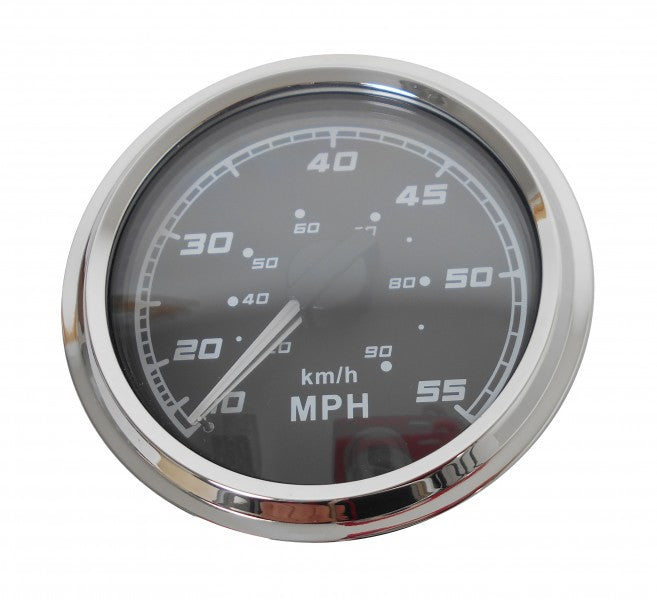 X-Line Geschwindigkeitsmesser 10-55 MPH, Geschwindigkeitsanzeige, IP67 Schutzklasse, Edelstahl Instrumentenring - weiß oder schwarz (Optional mit Schlauch, Pitotsonde)