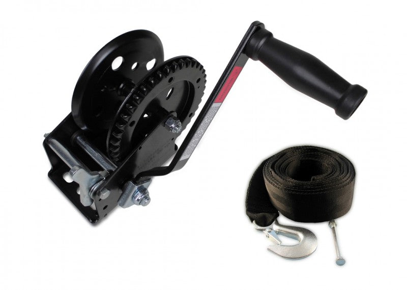 Trailerwinde 635kg Set, manuelle Seilwinde mit Windengurt 7,5 m, Komplettset für Trailer