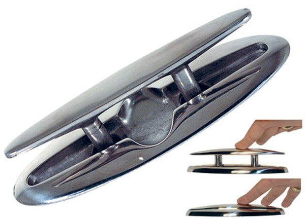 Klampe versenkbar Edelstahl 125mm, Bootsdeckhalterung, hochglanzpoliert