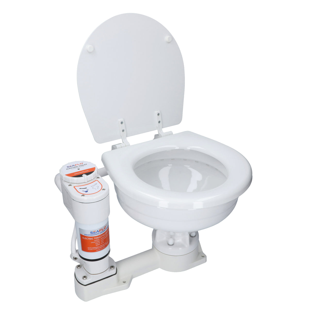 Seaflo® elektrische Bordtoilette 12V/24V – Marine WC mit Zerhacker & Pumpfunktion, kompakte Bauweise für Boote - (Optional mit 12V oder 24V)