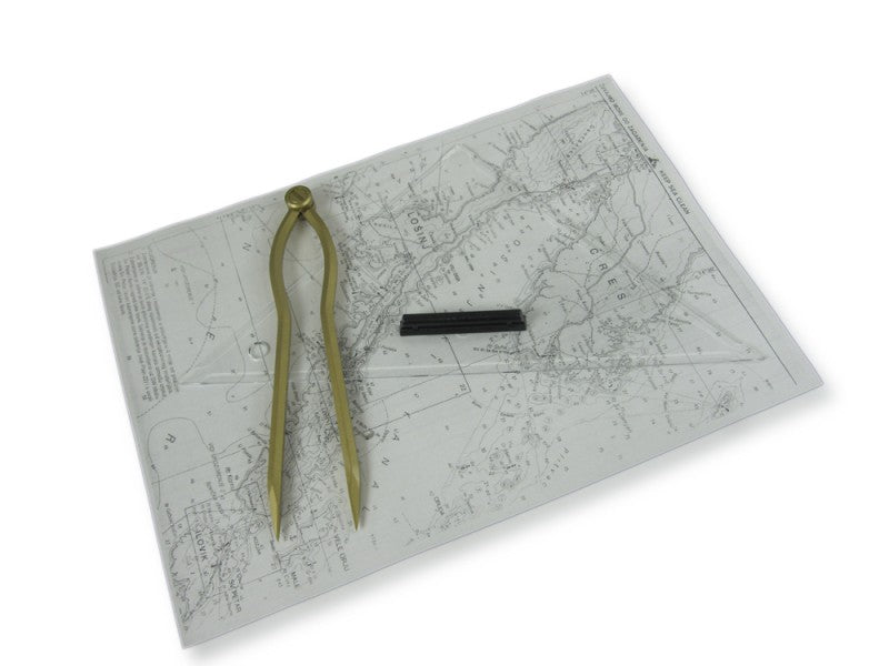 Ausbildungsset Kursdreieck 27,5cm Anlegedreieck, Marinezirkel Messing matt, mit Aufbewahrungstasche