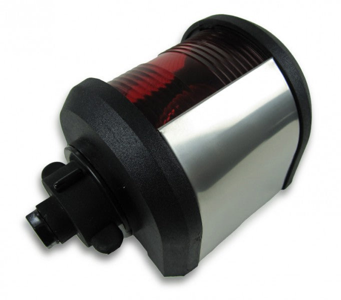 Backbordlaterne Big Star bis 20m, Navigationslicht für Boote, UV-beständiges Polycarbonat Gehäuse, Edelstahlverblendung, inkl. Leuchtmittel und Schnellmontagehalterung