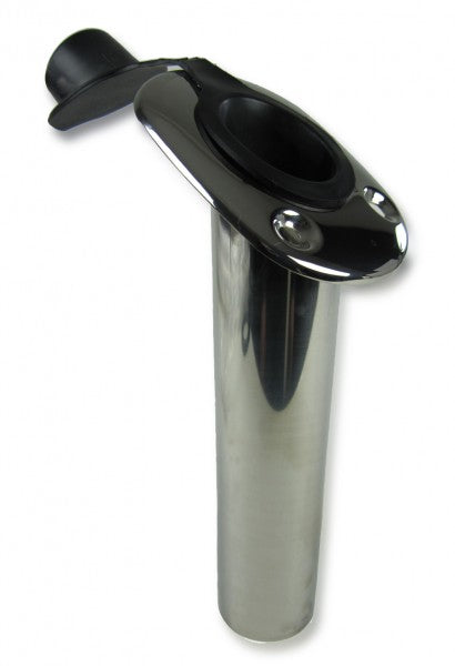 Rutenhalter Edelstahl hochglanzpoliert Schwarz, Angelrutenhalter, Innendurchmesser 40 mm