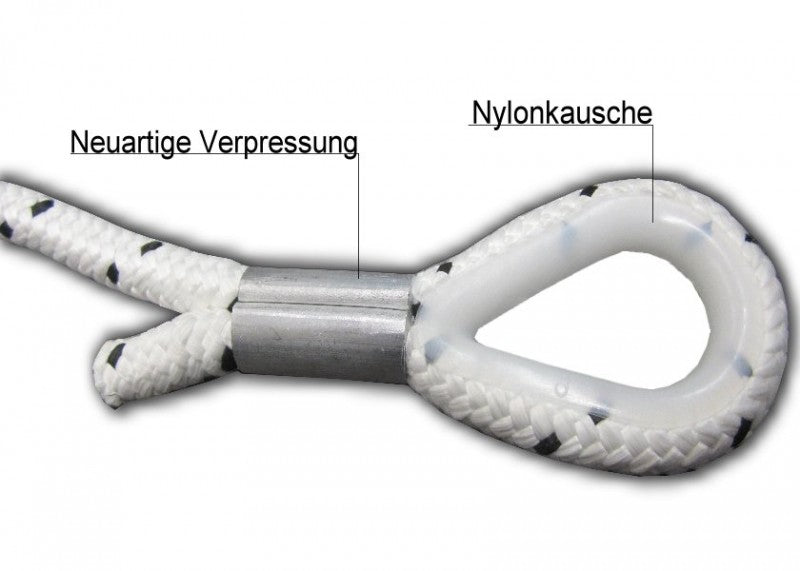 Anchor line 30m 10mm with 1.5m anchor chain, braided polyester line, high tensile strength