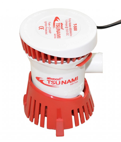 Attwood Bilgepumpe 12V mit 1798 L/h Leistung, Pumpe mit Permanentmagnetmotor, korrosionsgeschützt