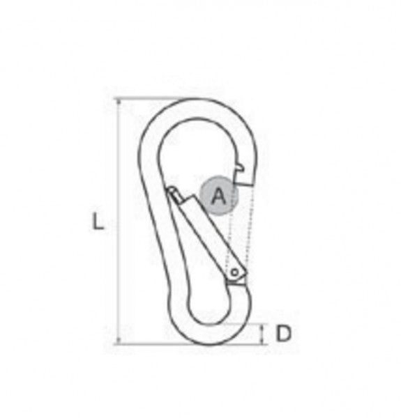 Karabinerhaken Edelstahl rostfrei 5mm, Stahlkarabiner, hochglanzpoliert säurefest
