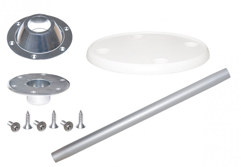 Runder Tisch wetterbeständiger Kunststoff, Tisch mit festem Bein, 4 integrierte Getränkehalter