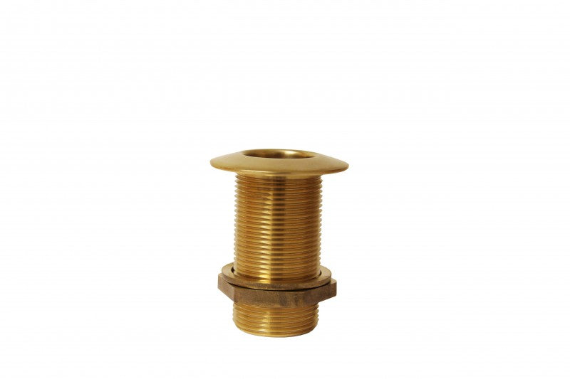 Through-hull brass external thread 1-1/4 inch, flow connection, including lock nut and washer