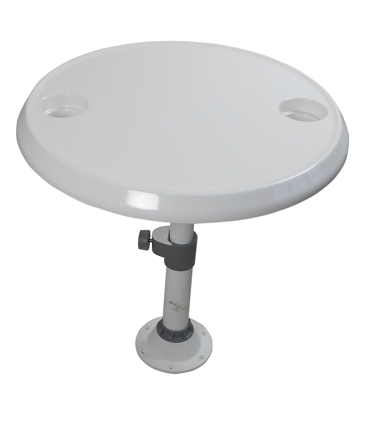 Runder Tisch mit Getränkehaltern, ASA-Kunststoff, wetterbeständig und schlagzäh, verschiedene Ausführungen verfügbar - (Optional mit Getränkehaltern)