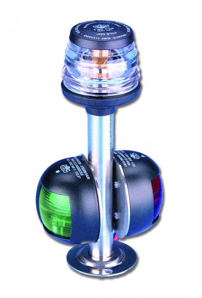 Leuchtmast 360° Lichtmast 20cm, Navigationslicht Schwarz Edelstahl, wetterbeständiges Gehäuse