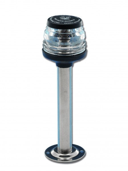 Lichtmast 20cm Edelstahl Vollkreislaterne 360° schwarz, Maritime Mastleuchte, wetterbeständig ABS-Gehäuse