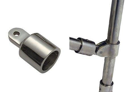 Endeye Bimini end cap Ø 30mm stainless steel, highly polished, boat accessories, delivery without pipe slide