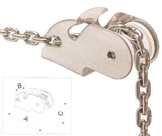 Bugrolle Edelstahl hochglanzpoliert L450 mm, Bootszubehör, geeignet für Anker bis 15 Kg, Nylonrolle