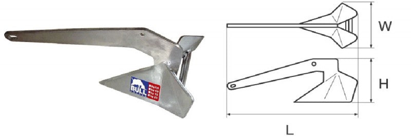 Bull Anchor Galvanized 20kg Boat Anchor Durable