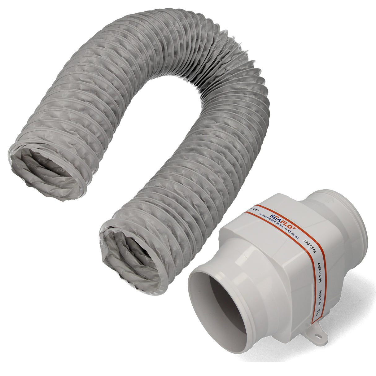 SEAFLO ® Blower 24 V, kräftiger Ventilator mit hohem Luftstrom, Lüfter für vielseitige Anwendungen - (Optional mit Schlauch)