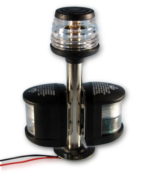 Leuchtmast 360° Schwarz mit Zweifarbenlicht, Navigationsmast, wetterbeständiges ABS und Edelstahl