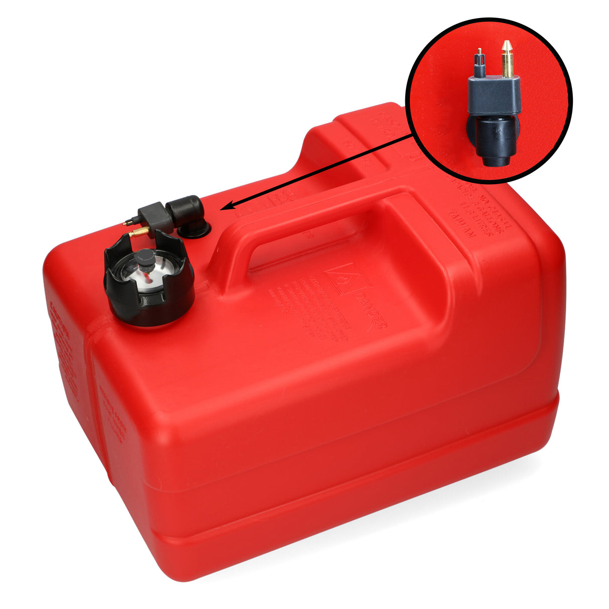 Johnson & Evinrude red fuel tank, 3m hose, manual level indicator, ISO-certified HDPE - 11.3 - 22 liters