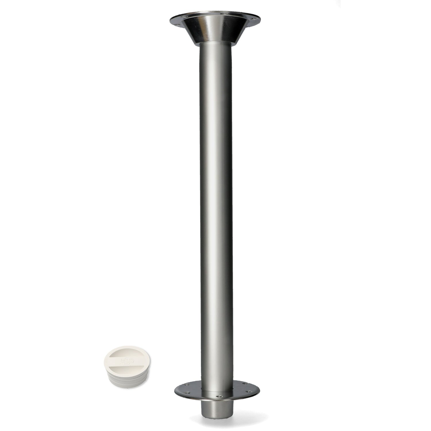 Tischträgerkomplettset - Aluminium eloxiert, Tischrohre 60 mm Durchmesser, vielfältige Ausführungen verfügbar - 60 - 80 cm (Optional mit Abdeckstopfen)
