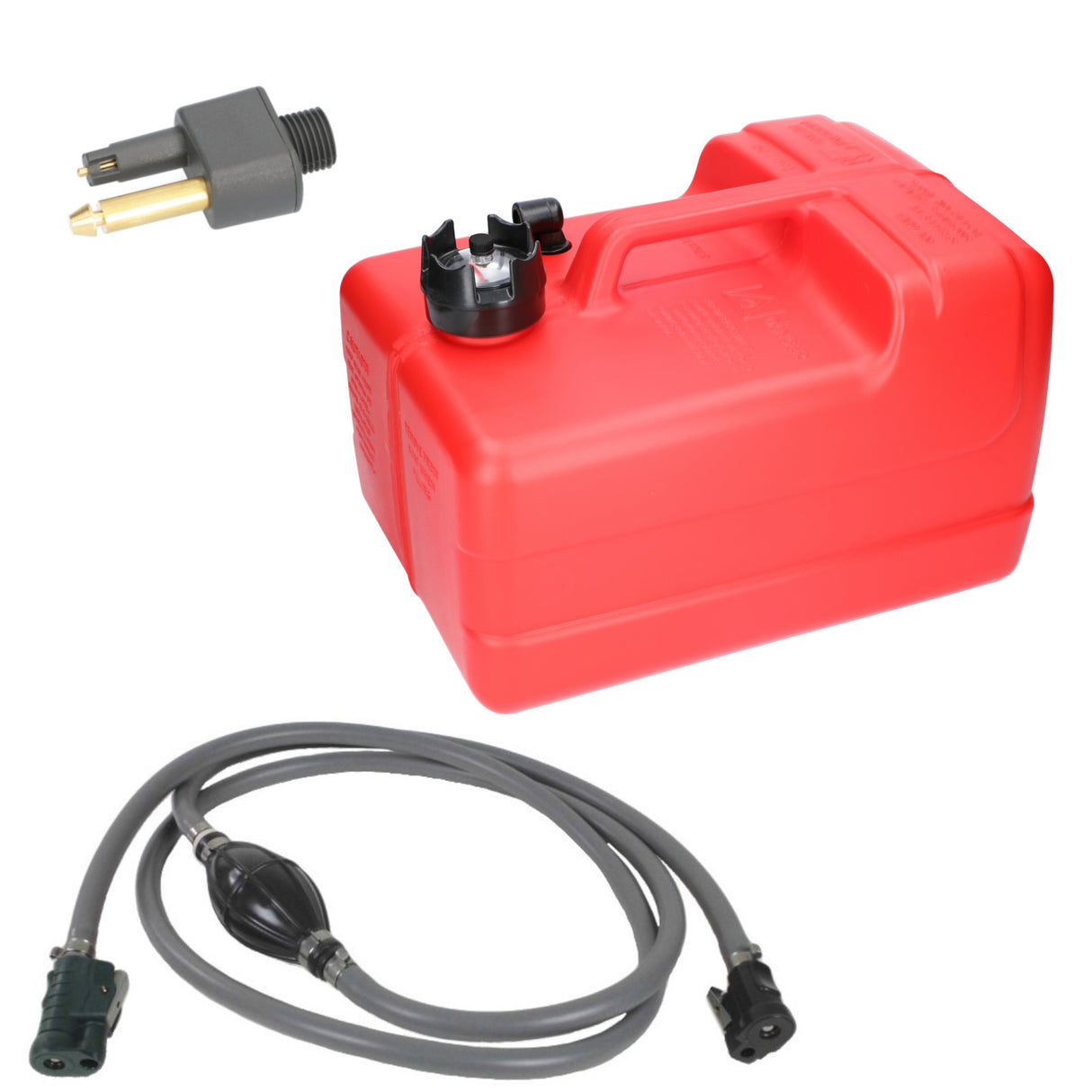 Mercury Kraftstofftank 11,3 Liter mit Füllstandsanzeige, HDPE-Tank, inklusive Adapter für Außenborder - (Optional mit Schlauch)