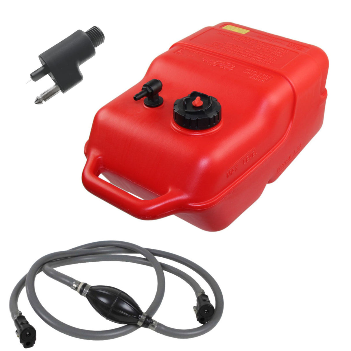 Big Joe fuel tank 12 liters red for Johnson/Evinrude outboards, with safety cap and ISO standard 13591 - (Optional with hose)