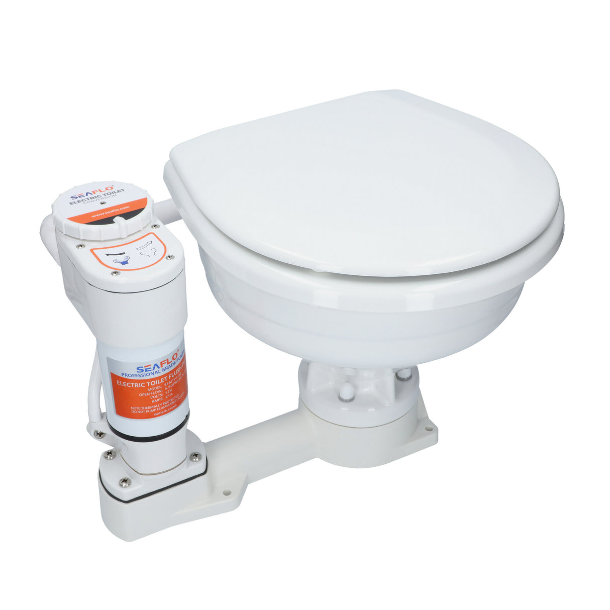 Seaflo® elektrische Bordtoilette 12V/24V – Marine WC mit Zerhacker & Pumpfunktion, kompakte Bauweise für Boote - (Optional mit 12V oder 24V)