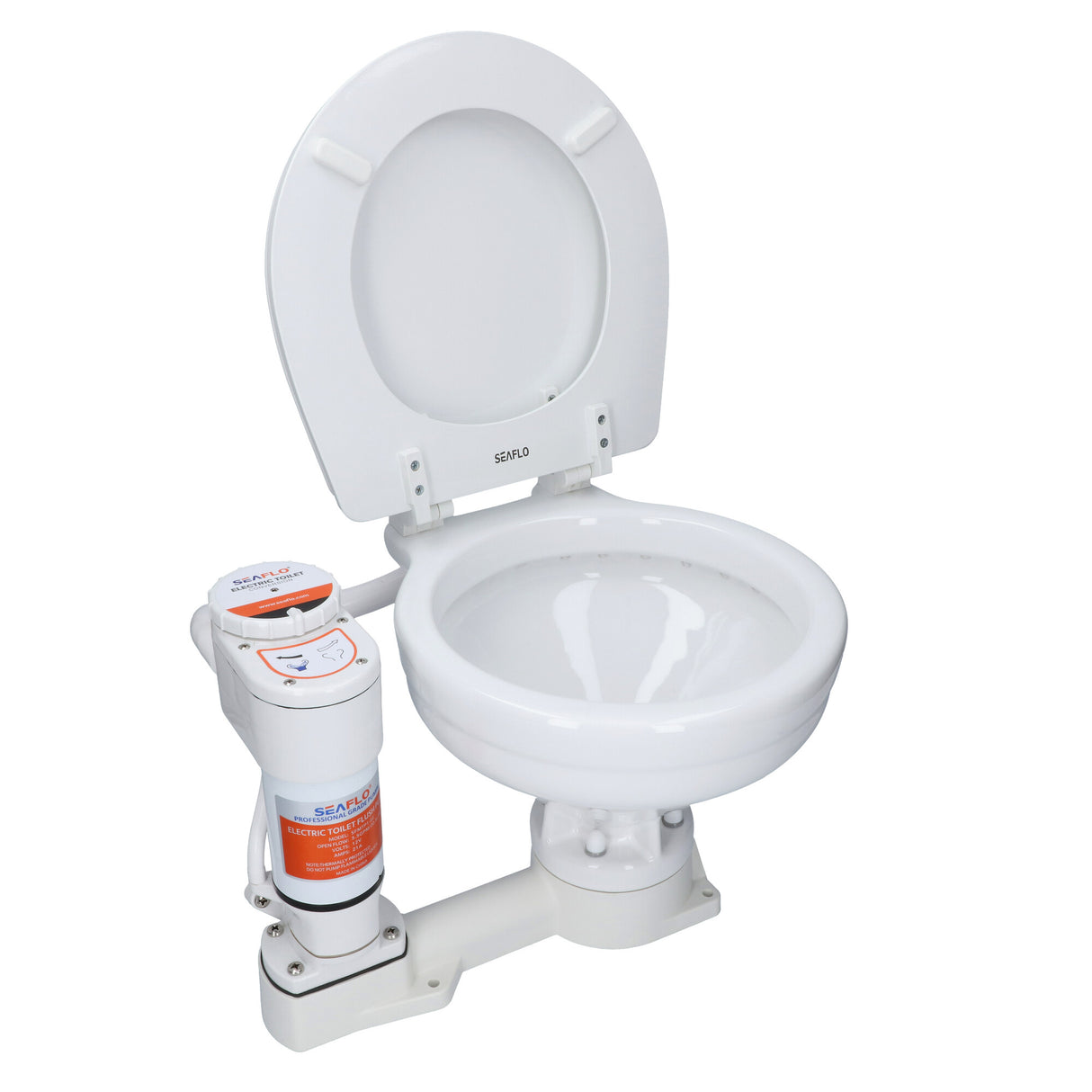 Seaflo® elektrische Bordtoilette 12V/24V – Marine WC mit Zerhacker & Pumpfunktion, kompakte Bauweise für Boote - (Optional mit 12V oder 24V)