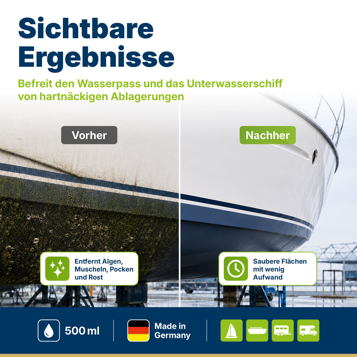 awn Algen- & Muschelentferner, für Unterwasserschiff, Wasserpass und Antrieb, 500 ml
