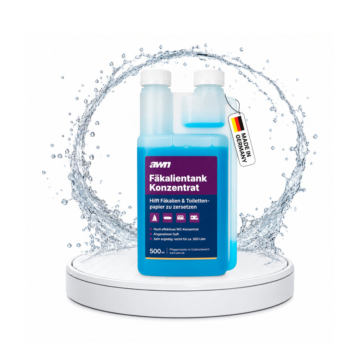awn Fäkalientank Konzentrat, für Camping-WC & Bootstoilette, 500 ml
