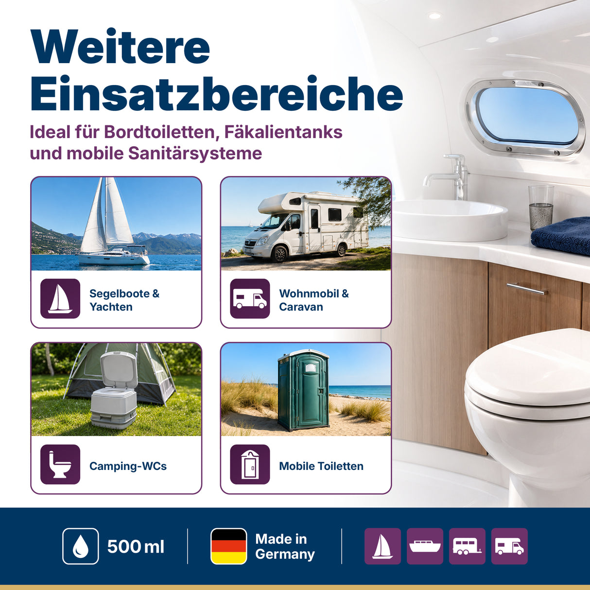 awn Fäkalientank Konzentrat, für Camping-WC & Bootstoilette, 500 ml