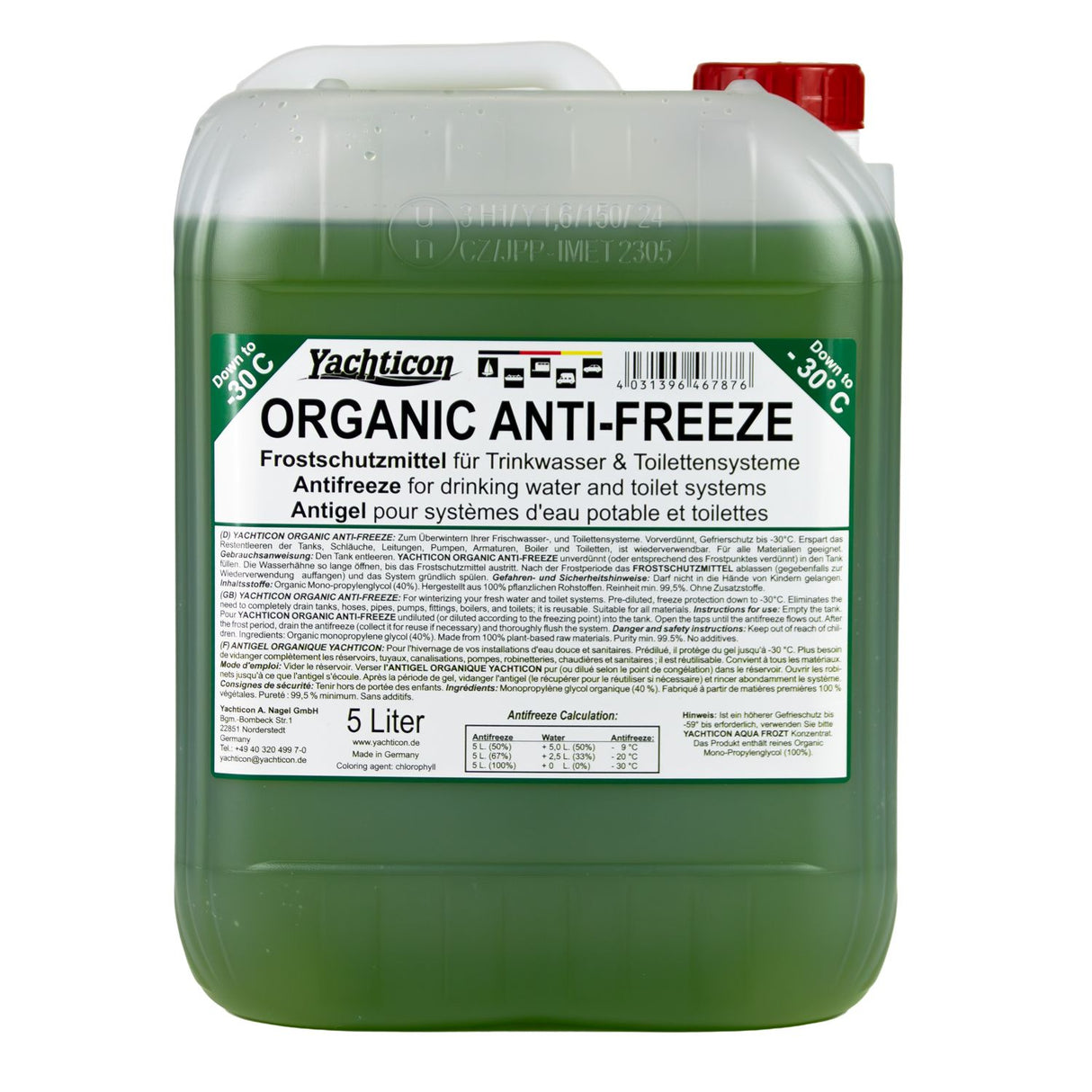 Organic Anti-Freeze für Trinkwasser- und Toilettensysteme 5 Liter