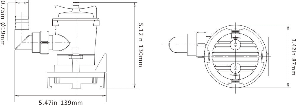 SEAFLO Bilge Pump 12V/24V Stainless Steel Shaft, High Performance Pump, Easy to Clean - 350 - 800 G