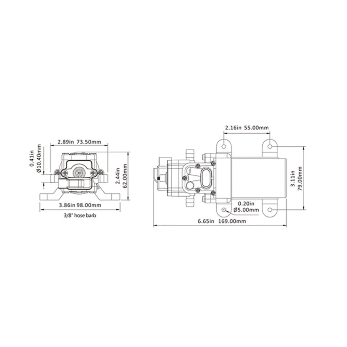 Seaflo ® Druckwasserpumpe 3,8-4,3 l/min, 12 Volt, Trockenlaufschutz, ideal für Marine und Caravan - (Optional mit Zubehör)