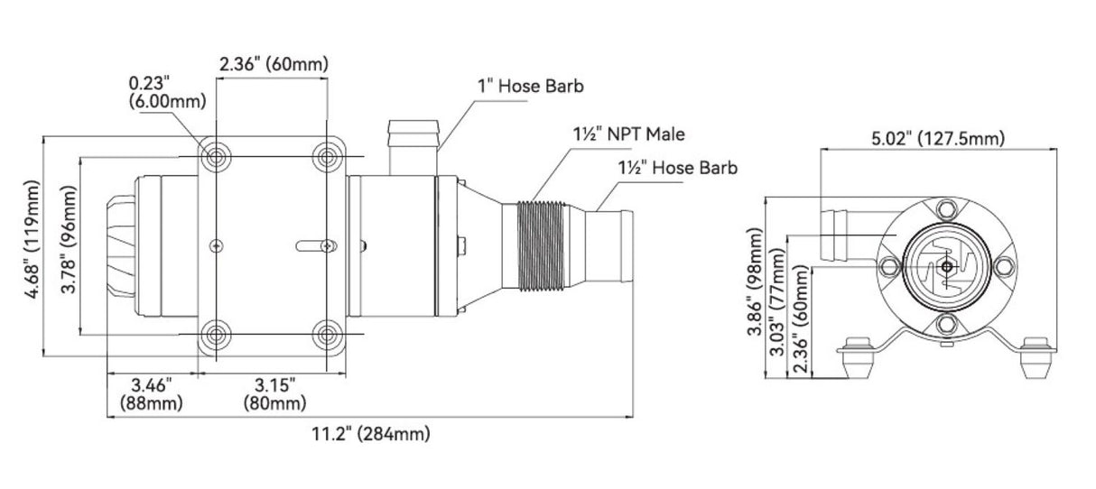 SEAFLO Zerhackerpumpe Fäkalienpumpe 12V/24V für Boot, Wohnmobil & Gartenhaus - robust und selbstansaugend - (Optional mit Impeller)